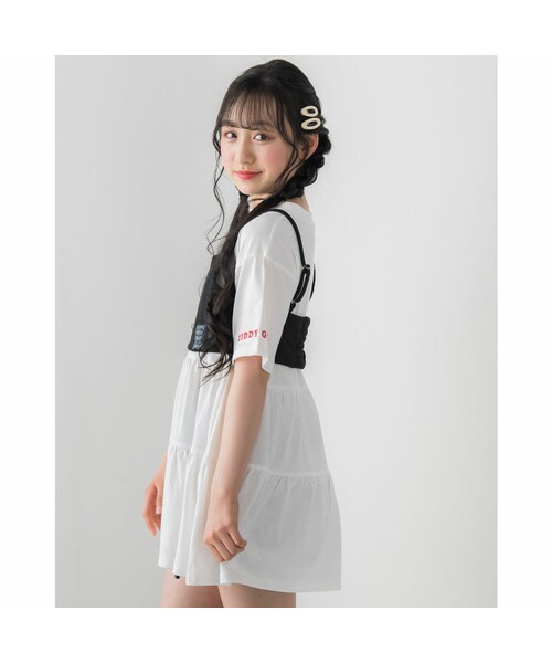 ZIDDY(ジディ)の「ティアード ワンピース + ビスチェ セット (130~160cm)(ワンピース・キッズ・ホワイト/ブルー・150)」の1枚目の写真