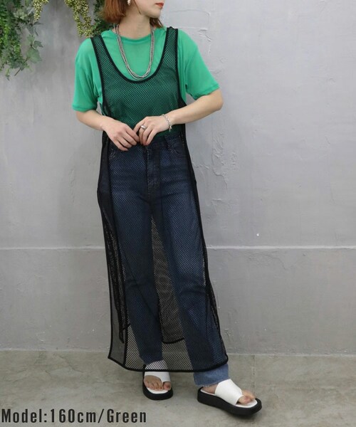 Sheson(シーズン)の「シアーカラーTee(Tシャツ/カットソー・レディース・ホワイト/グリーン/ピンク/ブラウン/その他/ベージュ/ブルー・F)」の4枚目の写真