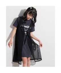ZIDDY | カットソー ワンピース + メッシュ ガウン セット (130~160cm)(ワンピース)