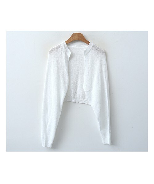 ENVYLOOK（エンビールック）の「クロップドライトサマーニットボレロ（ニット/セーター・レディース・블루/화이트/베이지/핑크/블랙・FREE(44-66)）」の2枚目の写真