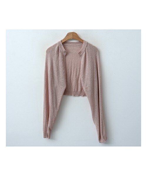 ENVYLOOK（エンビールック）の「クロップドライトサマーニットボレロ（ニット/セーター・レディース・블루/화이트/베이지/핑크/블랙・FREE(44-66)）」の5枚目の写真