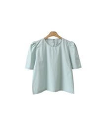 パフ半袖シンプルコットンブラウス