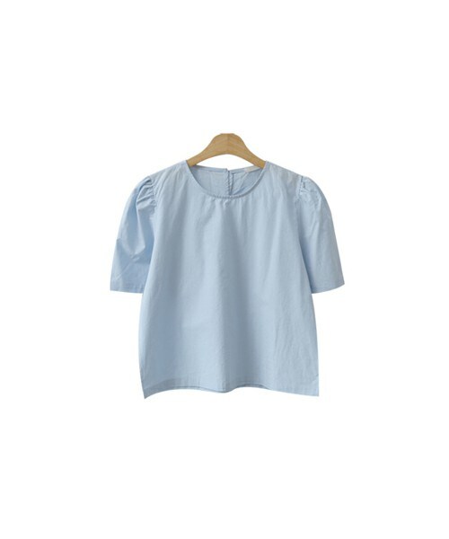 ENVYLOOK（エンビールック）の「パフ半袖シンプルコットンブラウス（シャツ/ブラウス・レディース・그린/블루/화이트/블랙・FREE(44-66)）」の4枚目の写真