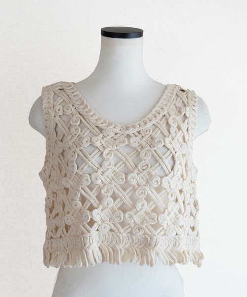 Marient(マリエント)の「クロシェキャミメッシュベスト(ベスト・レディース・ホワイト・FREE)」の1枚目の写真