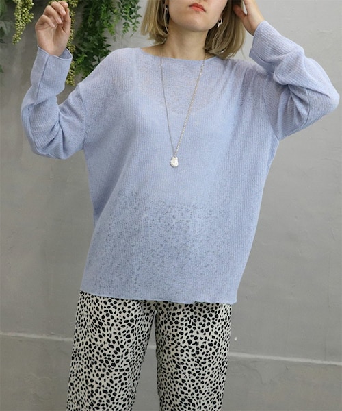 Sheson（シーズン）の「リネンブレンドシアーニット（ニット/セーター・レディース・ホワイト/ブルー/グリーン・F）」の3枚目の写真