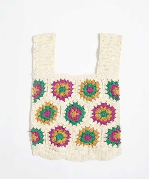 Crisp（クリスプ）の「クロシェモチーフバッグ[c3wg3021]（ハンドバッグ・レディース・ブラウン/アイボリー・FREE）」の3枚目の写真