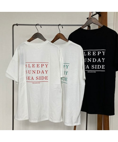 copine(コピン)の「バックプリントビッグTシャツ(3color)(Tシャツ/カットソー・レディース・オフグリーン/オフレッド/ブラック・ワンサイズ)」の2枚目の写真