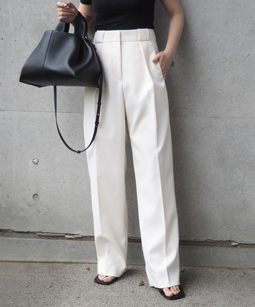 LAULEN（ローレン）の「wide tuck slacks（スラックス・レディース・ピンク/アイボリー/ブルー・S/M）」の2枚目の写真