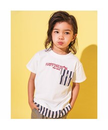 WASK | 【 速乾 】 ストライプ ポケット付き シャツ レイヤード風 天竺 Tシャツ（100~160cm）(Tシャツ/カットソー)