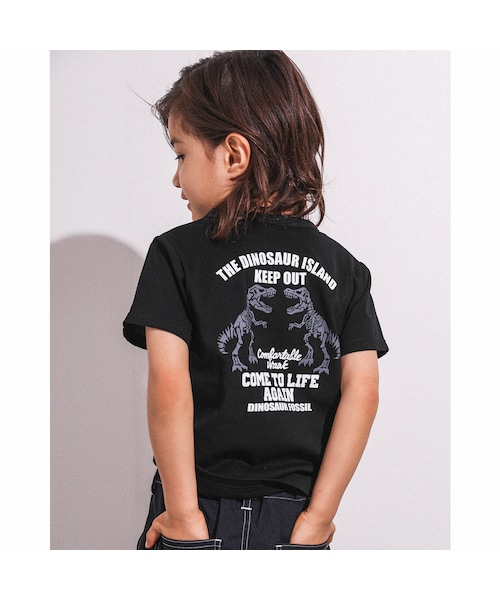WASK（ワスク）の「【 接触冷感 】 恐竜 化石 ツイン ロゴ プリント 天竺 Tシャツ（100~160cm）（Tシャツ/カットソー・キッズ・ホワイト/ブラック・110）」の2枚目の写真