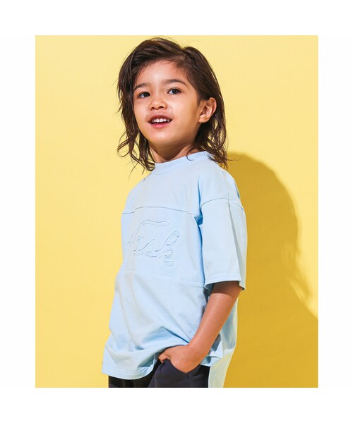 WASK（ワスク）の「【 速乾 】 WASK ロゴ くり抜き ビッグ 天竺 Tシャツ（100~160cm）（Tシャツ/カットソー・キッズ・グリーン/ブルー・110）」の2枚目の写真