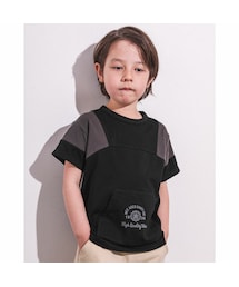 WASK | 【 速乾 】 肩 配色 切り替え カンガルー ポケット Tシャツ(100~160cm)(Tシャツ/カットソー)