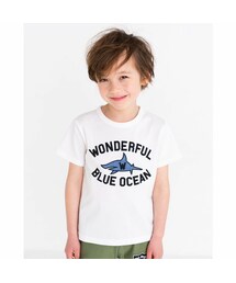 WASK | 【 接触冷感 】 ダンガリー パッチワーク サメ プリント Tシャツ（100～160cm）(Tシャツ/カットソー)
