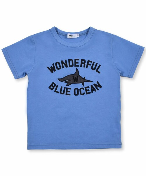WASK（ワスク）の「【 接触冷感 】 ダンガリー パッチワーク サメ プリント Tシャツ（100～160cm）（Tシャツ/カットソー・キッズ・ホワイト/ブルー・110）」の2枚目の写真