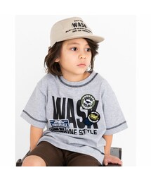 WASK | ピンバッジ風 ワッペン ビッグ Tシャツ（100～160cm）(Tシャツ/カットソー)