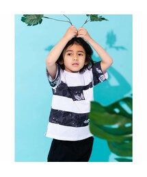 WASK | 天竺 ロゴ ボタニカル柄 BIG Tシャツ (100~160cm)(Tシャツ/カットソー)