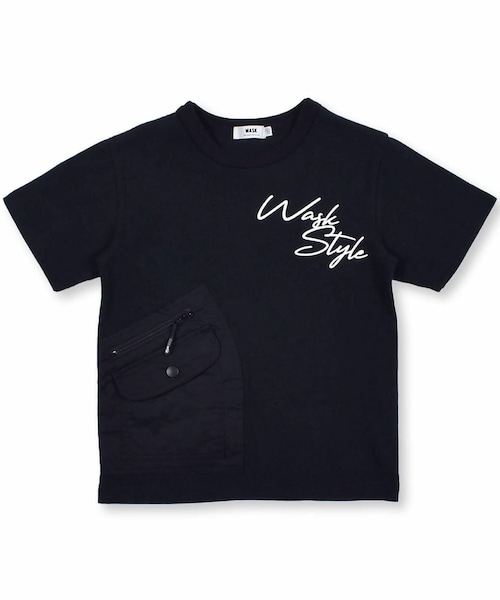 WASK(ワスク)の「【 吸水 速乾 】 天竺 ファスナー ポケット Tシャツ (100~160cm)(Tシャツ/カットソー・キッズ・ブラック/レッド・110)」の1枚目の写真