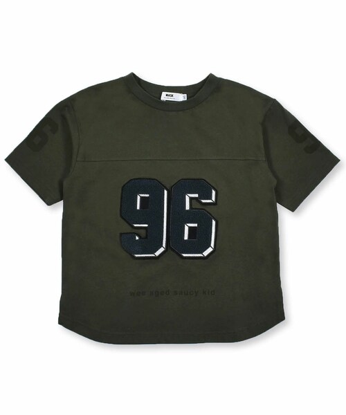 WASK(ワスク)の「サガラ刺繍 ワッペン Tシャツ (100~160cm)(Tシャツ/カットソー・キッズ・グリーン/レッド・110)」の1枚目の写真