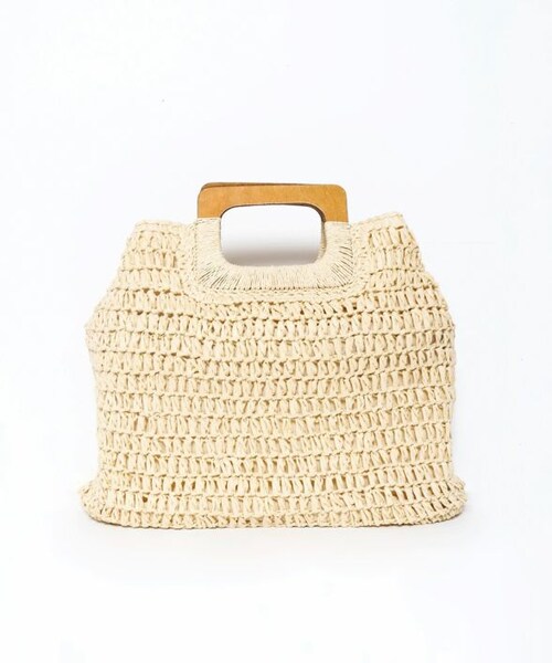 Crisp（クリスプ）の「ウッドハンドルスクエアバッグ[c3sd3028b]（ハンドバッグ・レディース・ベージュ/ナチュラル・FREE）」の4枚目の写真