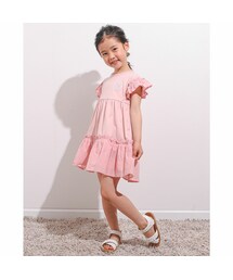 Noeil aime BeBe | 袖 裾 フリル ハート チュール ロゴ 天竺 ワンピース (80~130cm)(ワンピース)