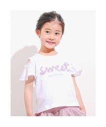 Noeil aime BeBe | 天竺 プリント 刺繍 肩開き Tシャツ (90~130cm)(Tシャツ/カットソー)