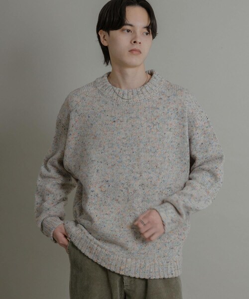 SENSE OF PLACE by URBAN RESEARCH（センスオブプレイスバイアーバンリサーチ）の「『洗濯可』カラーネップニットプルオーバー（ニット/セーター・メンズ・IVORY/BLACK/BROWN・M/L）」の6枚目の写真