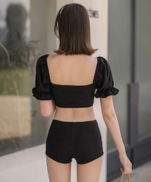 OSYAREVO（オシャレボ）の「パフスリーブカットアウト水着3点セット（水着・レディース）」