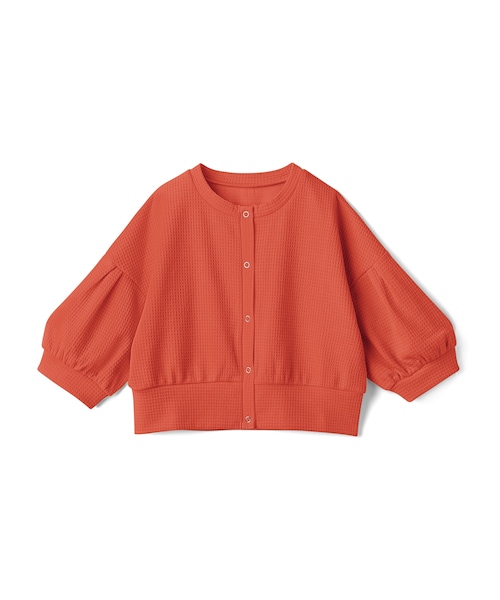 GRL（グレイル）の「ワッフルドロップショルダーショート丈カーディガン（カーディガン/ボレロ・レディース・グリーン/オレンジ・S）」の2枚目の写真