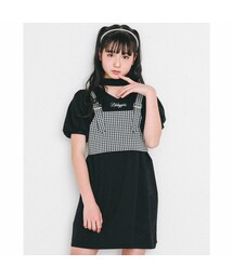 ZIDDY | 千鳥柄 ビスチェ + ボリューム袖 ワンピース セット (130~160cm)(ワンピース)