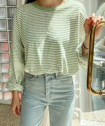 デイリー配色ボーダー柄Tシャツ