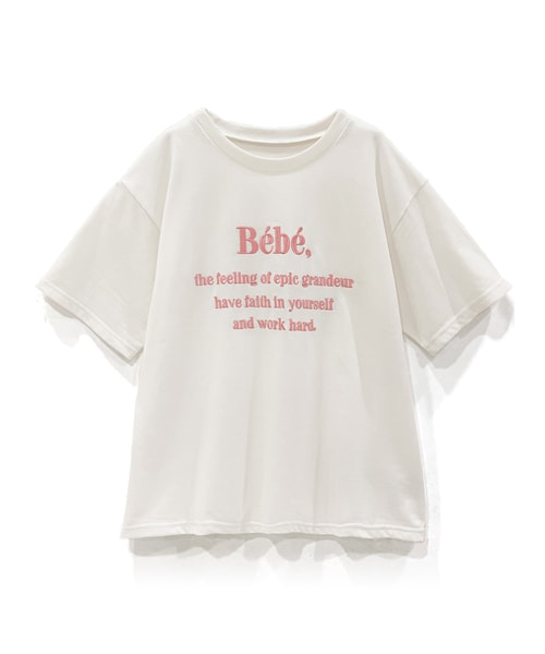 GRL（グレイル）の「ロゴ刺繍Tシャツ（Tシャツ/カットソー・レディース・オートミール/オフホワイト×ピンク・F）」の2枚目の写真