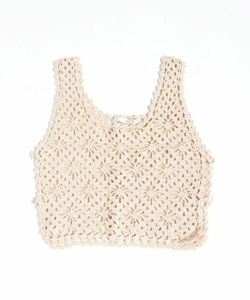 Crisp（クリスプ）の「フラワークロシェタンク[c1k3082]（タンクトップ・レディース・アイボリー/カーキ/ピンクベージュ・FREE）」の2枚目の写真