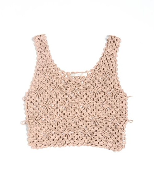 Crisp（クリスプ）の「フラワークロシェタンク[c1k3082]（タンクトップ・レディース・アイボリー/カーキ/ピンクベージュ・FREE）」の6枚目の写真