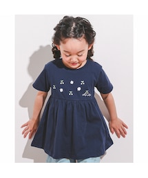SLAP SLIP | チェリー 花柄 プリント フレア 切り替え Tシャツ (80~130cm)(Tシャツ/カットソー)