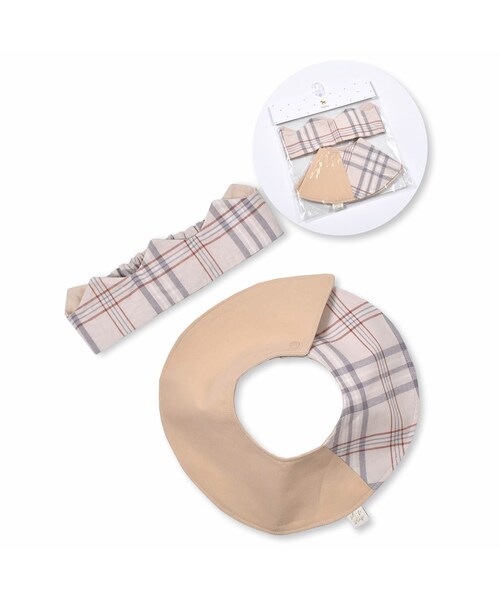 SLAP SLIP BABY（スラップスリップベビー）の「【 お揃い 】 王冠 リボン スタイ ＋ ヘアバンド（ベビーギフト・キッズ・ピンク/ブルー/イエロー/ベージュ・ワンサイズ）」の2枚目の写真