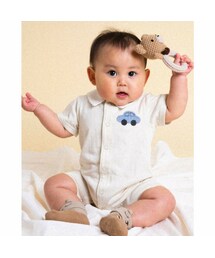 SLAP SLIP BABY | セーラー カラー チェック 車 五分丈 カバーオール (60~80cm)(ロンパース)