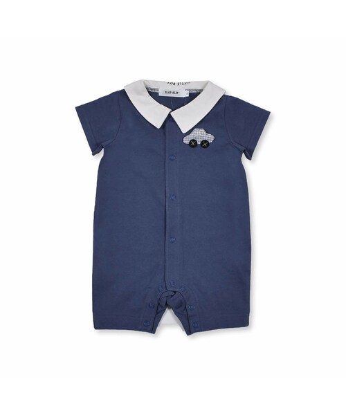 SLAP SLIP BABY（スラップスリップベビー）の「セーラー カラー チェック 車 五分丈 カバーオール (60~80cm)（ロンパース・キッズ・ホワイト/ブルー・70）」の2枚目の写真