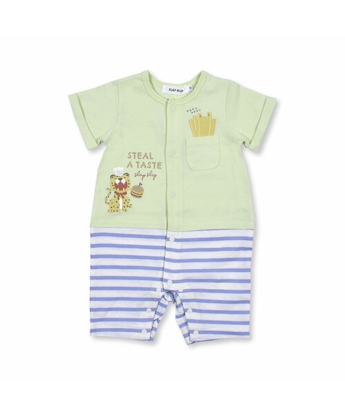 SLAP SLIP BABY（スラップスリップベビー）の「アニマル × たべもの イラスト ロンパース (60~80cm)（ロンパース・レディース・ホワイト/イエロー/グリーン・70）」の3枚目の写真