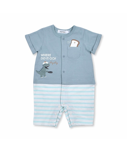 SLAP SLIP BABY（スラップスリップベビー）の「アニマル × たべもの イラスト ロンパース (60~80cm)（ロンパース・レディース・ホワイト/イエロー/グリーン・70）」の2枚目の写真