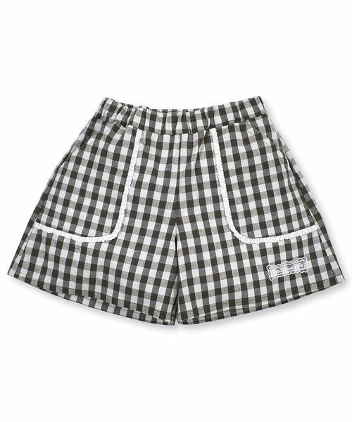 Noeil aime BeBe（ノイユエイムベベ）の「フリル ポケット 付き ギンガムチェック 柄 ショートパンツ (90~130cm)（その他パンツ・キッズ・ブラック/グリーン・110）」の2枚目の写真