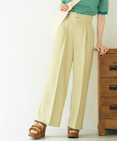 Crisp（クリスプ）の「ダブルベルトストレーパンツ[S2R380]（スラックス・レディース・ブラウン/イエロー・FREE）」の2枚目の写真