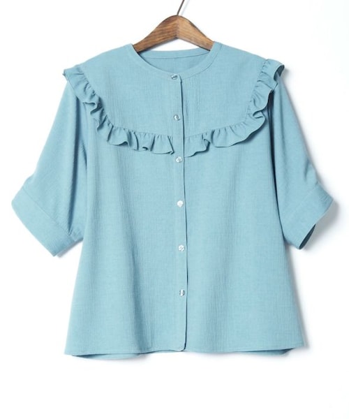 Crisp（クリスプ）の「ヨークフリルワッシャーブラウス[c1R3014]（シャツ/ブラウス・レディース・ブルー/グリーン/アイボリー・FREE）」の6枚目の写真