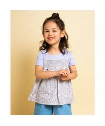 SLAP SLIP | ドッキング 小花柄 チュニック × 無地 Tシャツ(80～130cm)(Tシャツ/カットソー)