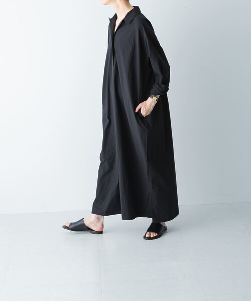 かぐれ（カグレ）の「『2サイズ展開』コットンシルクシャツワンピース（ワンピース・レディース・BEIGE/BLACK/PINK・0/1）」の6枚目の写真