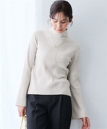 7days Life Styling | 【OTOさんコラボ】フレア袖ハイネックリブニット（ウォッシャブル・静電防止）＜大きいサイズ有＞(ニット/セーター)