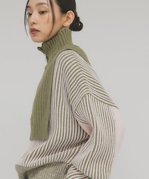 KBF | レイヤードハーフZIPニット(ニット/セーター)