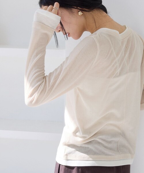 VIS(ビス)の「配色レイヤードシアーロンT(Tシャツ/カットソー・レディース・グレー/オフホワイト/ピンク・F)」の20枚目の写真