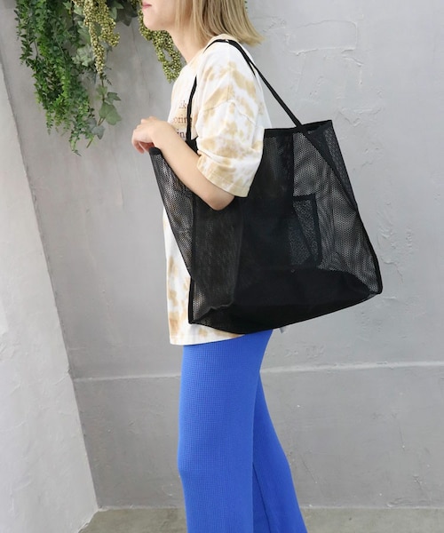 Sheson（シーズン）の「ハニカムメッシュトートバッグ（エコバッグ/サブバッグ・レディース・ベージュ/イエロー/グリーン/ブラック・F）」の2枚目の写真