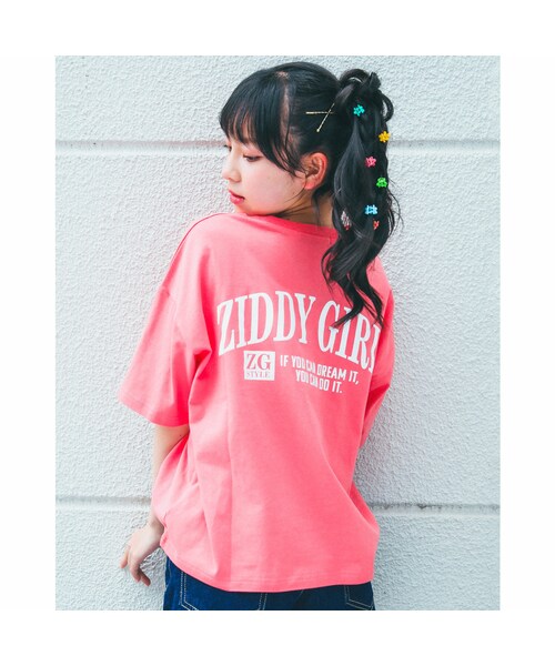 ZIDDY(ジディ)の「バック BIG ロゴ プリント ワイド Tシャツ (130~160cm)(Tシャツ/カットソー・キッズ・オレンジ/パープル・150)」の1枚目の写真