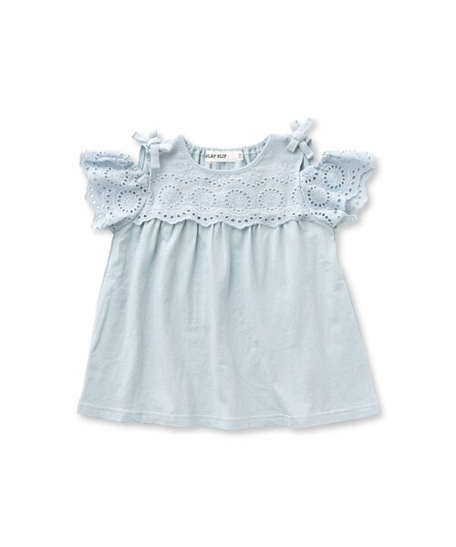 SLAP SLIP(スラップスリップ)の「肩あき リボン レース チュニック Tシャツ (80~130cm)(Tシャツ/カットソー・キッズ・ピンク/ブルー・110)」の2枚目の写真